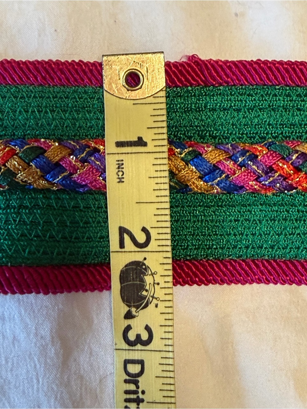 Vintage Fabric Multicolor Belt With Gold Tassels Size Large (L) Length 58” - Picture 3 of 16
